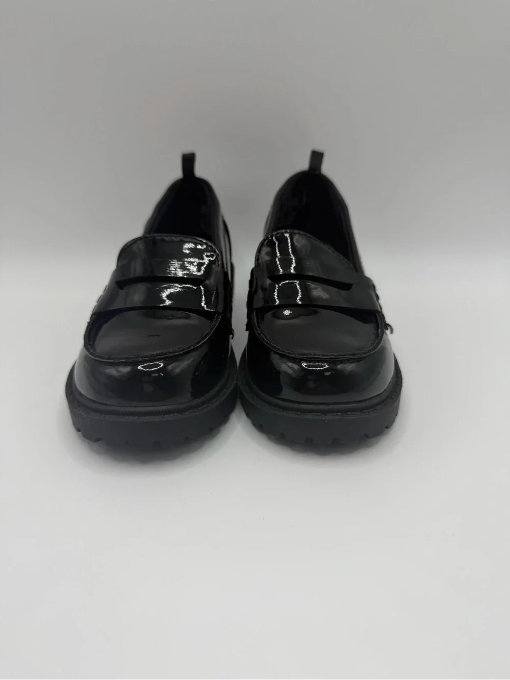 Old Navy Black Patent Loafer Flats with Chunky Sole